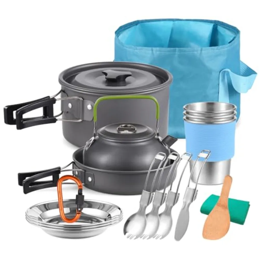 

Camping Cookware Mess Kit, Lightweight Camping Cooking Set Alumina Backpacking Camping Pots Pans Kettle Set for Outdoor Backpac