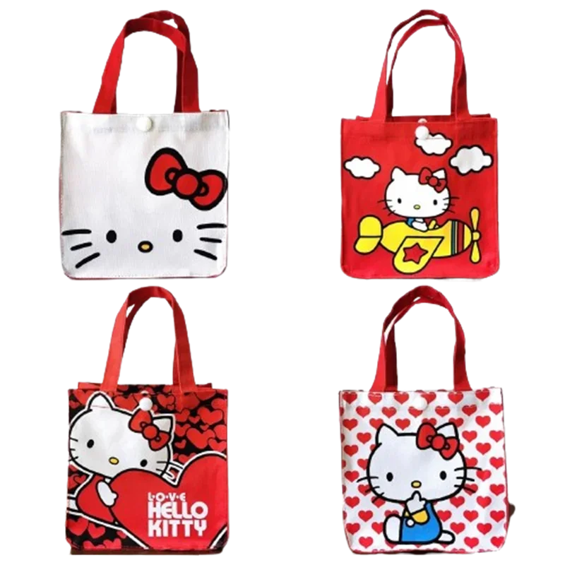 

Cartoon Hello Kitty Lunch Box Bag Handbag Large Capacity Women's Shopping Bag Bento Bag Lunch Bag Waterproof Cute Girl Handbag