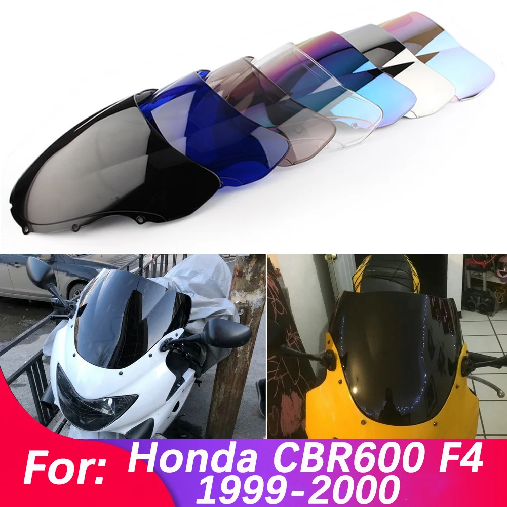 Parabrisas de doble burbuja para motocicleta, Deflector de carenado, accesorios para Honda CBR600, CBR 600, F4, 1999-2000