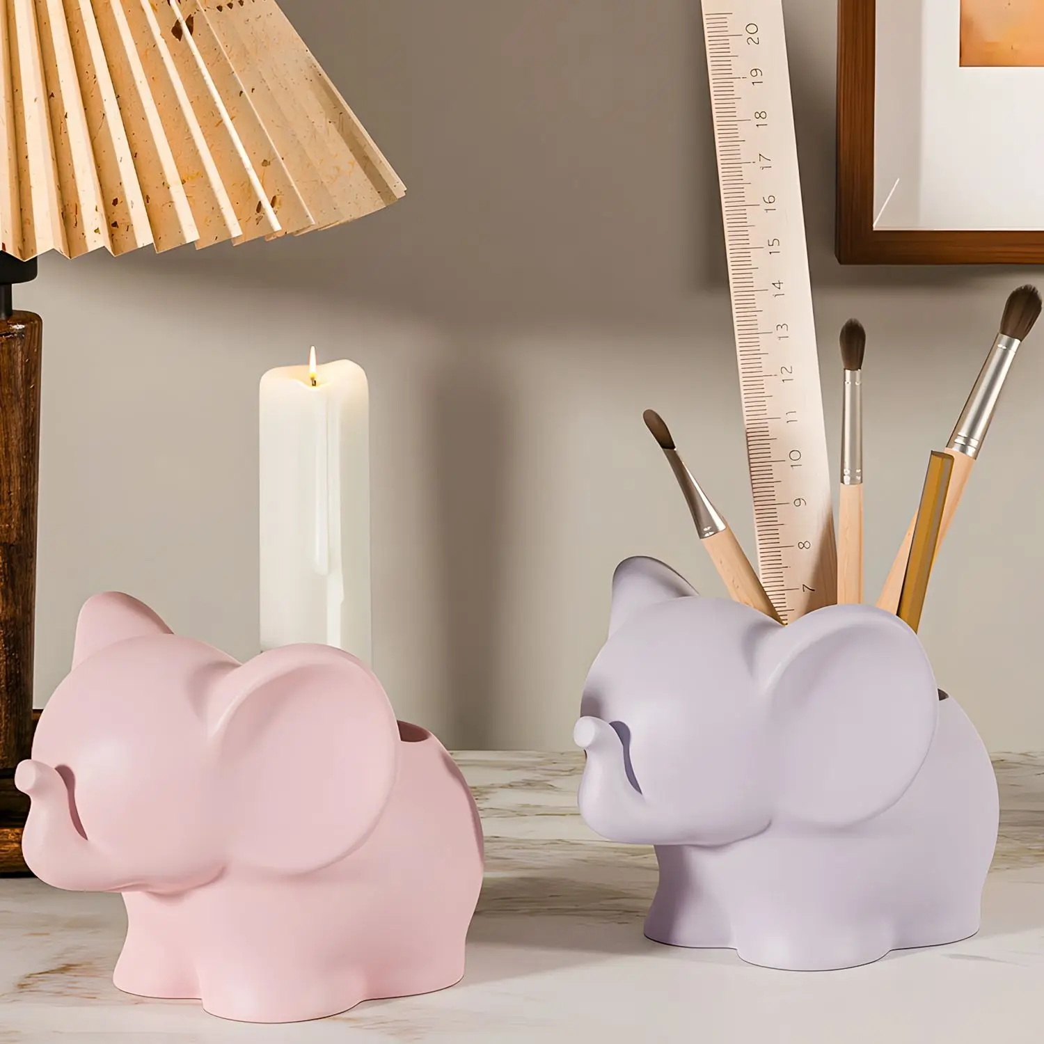 DIY Elephant Storage Cup Resin Mold Cute Pen Holder Vase Decoration Plaster Silicone Mold