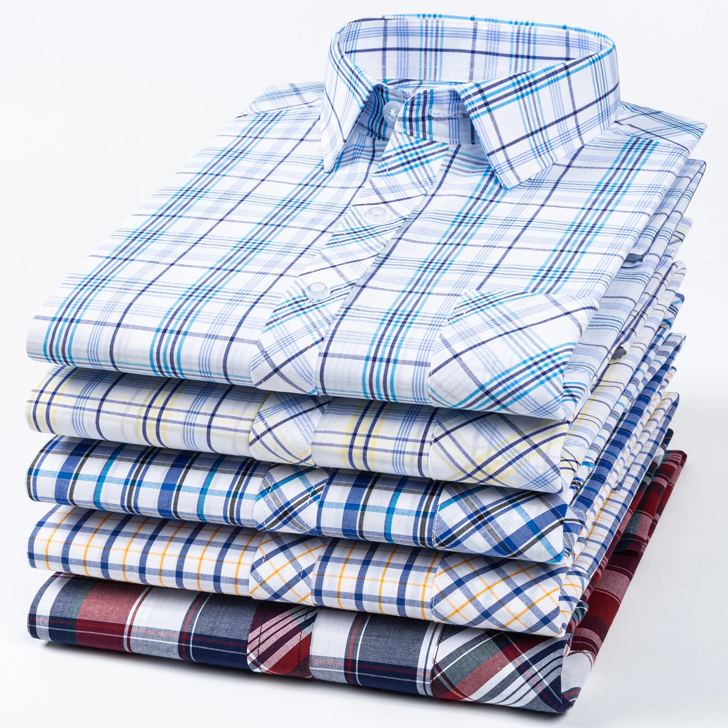 100% Cotton Plaid Shirts For Men Long Sleeve Autumn Spring Soft Thin Casual Classic Regular Fit Trip Daily Social Man Clothing
