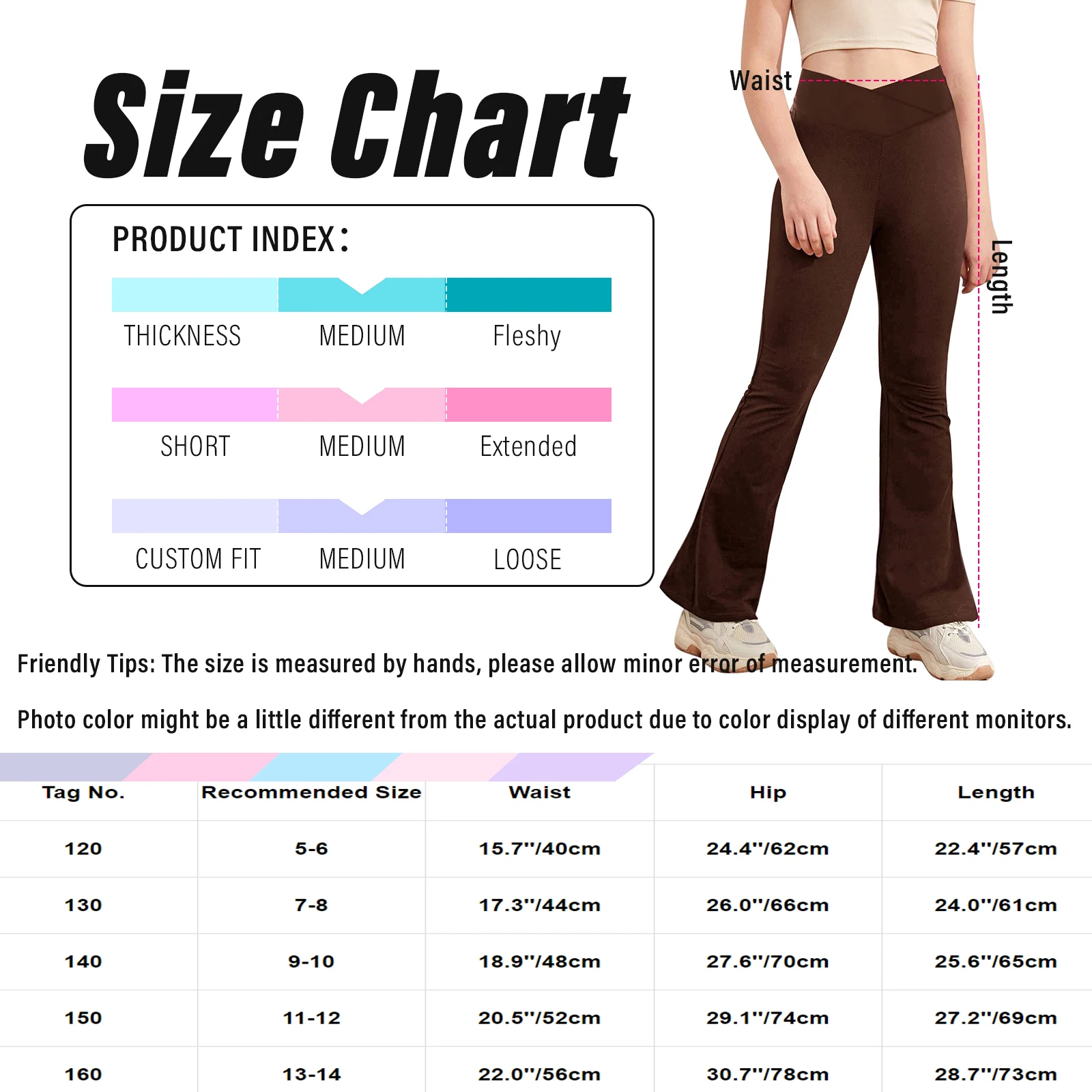 Kids Girls Fashion High Waist Bell-Bottomed Leggings V-Shaped Waistband Flared Pants Casual Solid Color Breathable Yoga Trousers
