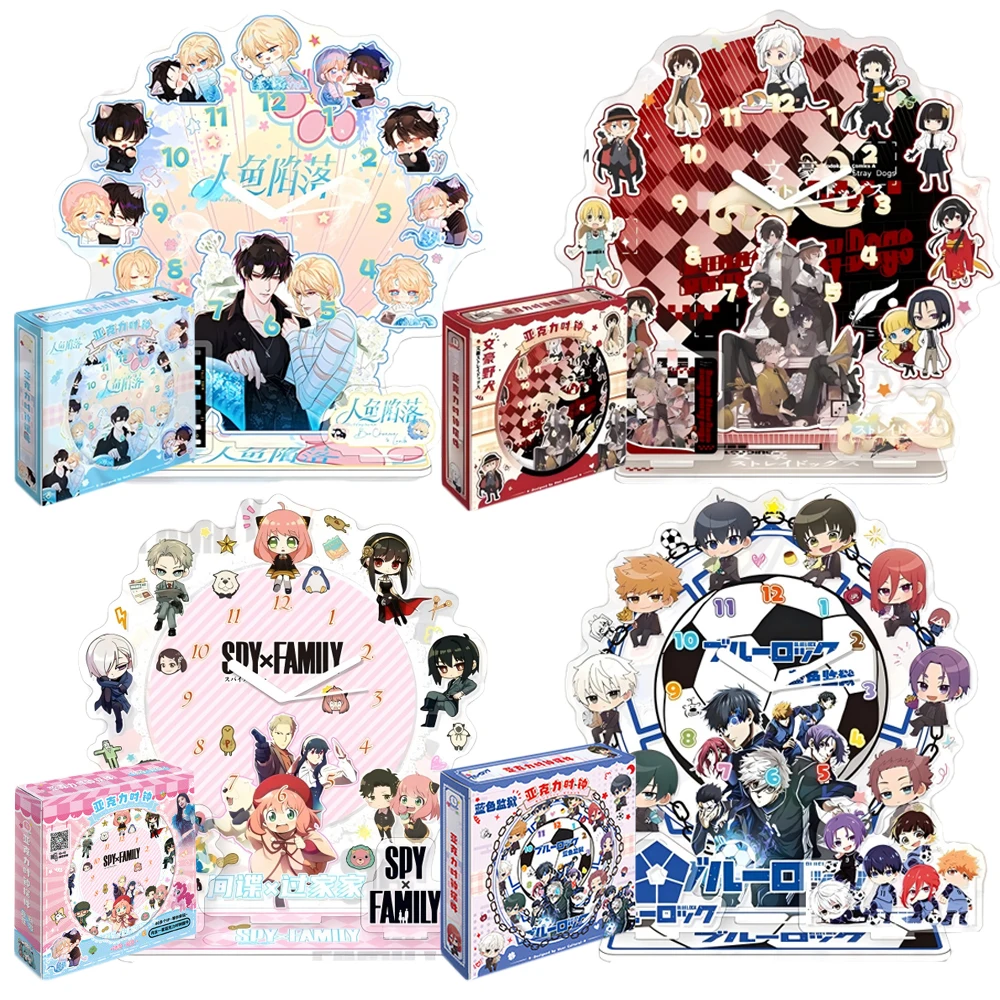 Creative Animation Peripheral Adorable Clock Ornaments Acrylic Stand Cute Desktop Figures Creative Christmas Gifts for Children