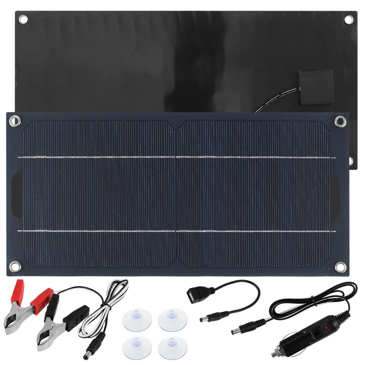 30W Solar Panel 12V Portable RV Waterproof Photovoltaic Charger Kit Car Anti-loss Trickle Polycrystalline Silicon