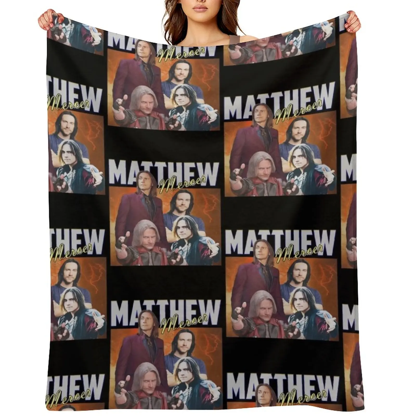 

Matthew Mercer Vintage Throw Blanket funny gift Plush Picnic Beautifuls Blankets