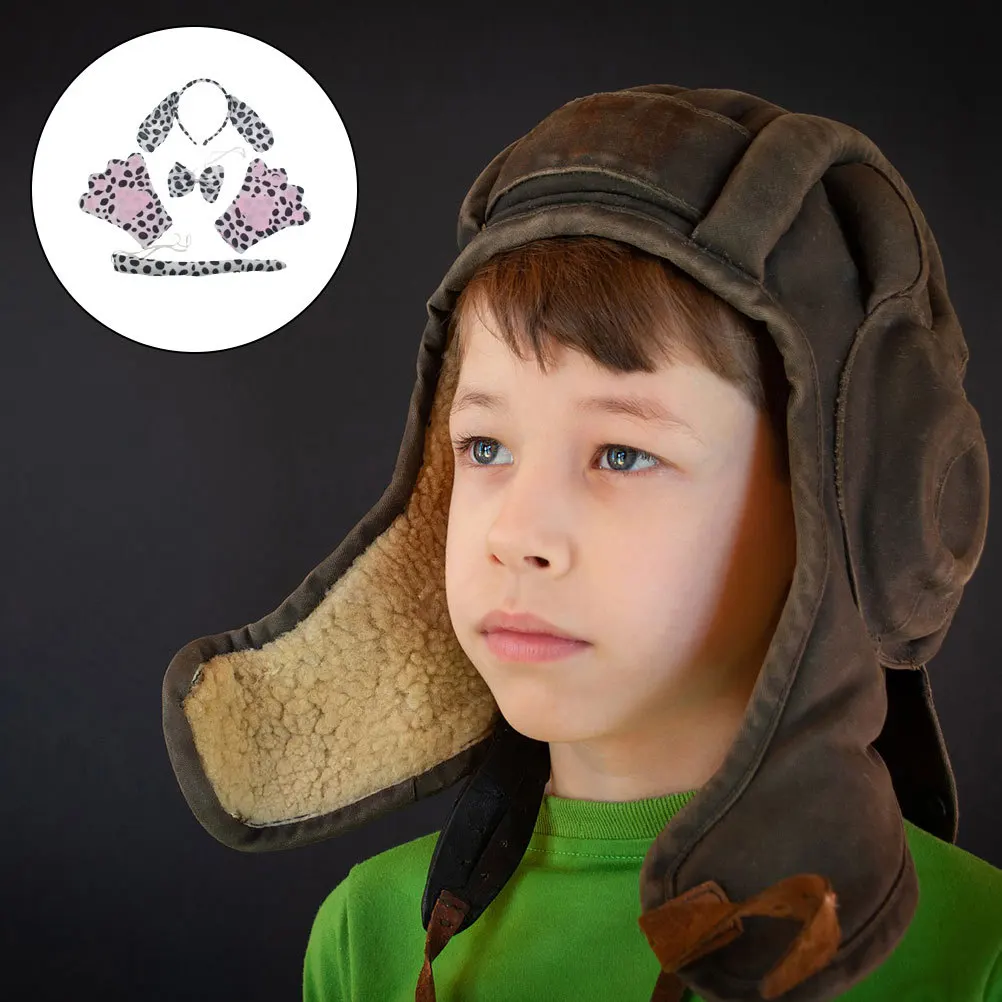 

1 комплект, комплект для косплея собаки на Хэллоуин, повязка на голову с собачьими ушками, галстук-бабочка, хвост, костюм для вечеринки, аксессуары для костюмов животных, принадлежности