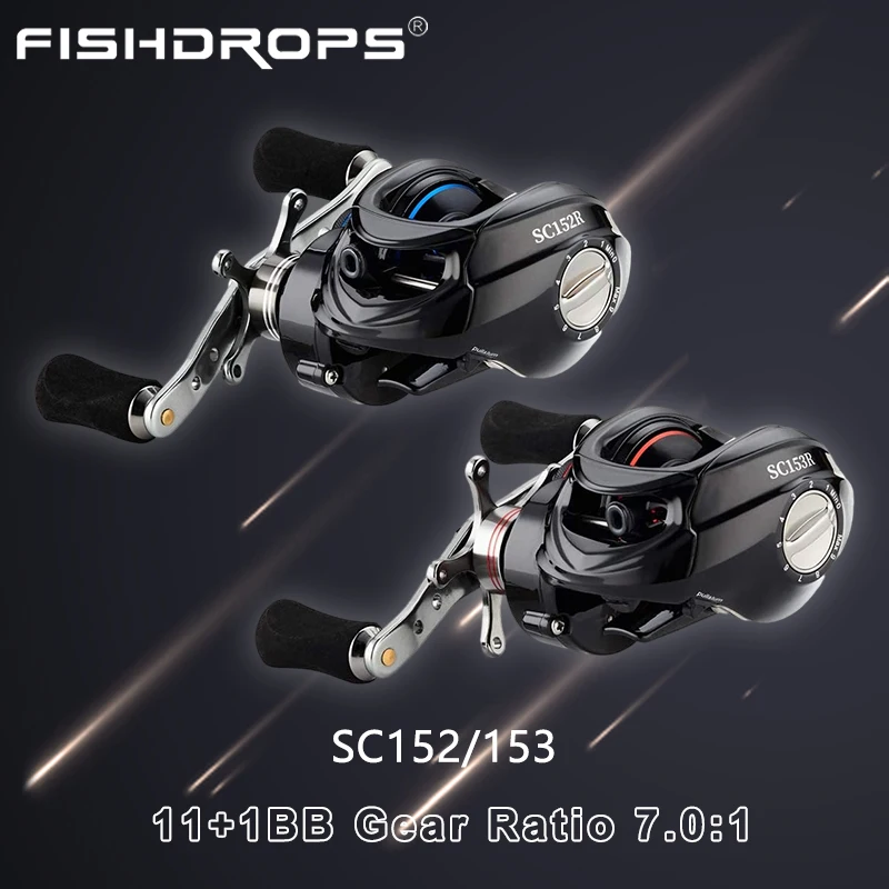 

Fishdrops Bait Casting Reel Gear Ratio 7.0:1 Low Profile Freshwater Bait Caster Fishing Reel