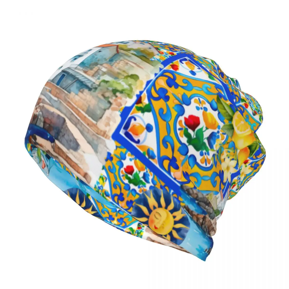 Custom Summer Fruit Lemons Italian Tiles Winter Skullies Beanies Cap Headband Neck Warmer Cycling Tube Scarf Face Bandana Gaiter