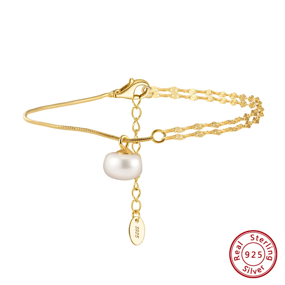 

Kiss Mandy модные 14-каратные позолоченные браслеты с подвеской из жемчуга для девочек, простые браслеты-цепочки из настоящего жемчуга, ювелирные изделия для свадебной вечеринки GPB30