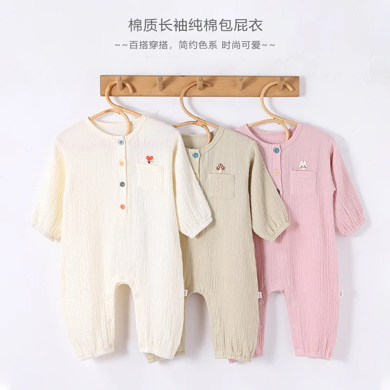 

RomperDew Baby Onesie A Class Cotton Spring and Summer Baby Men and Women Embroidered Pajamas Crawling Suit Thin Baby Clothes