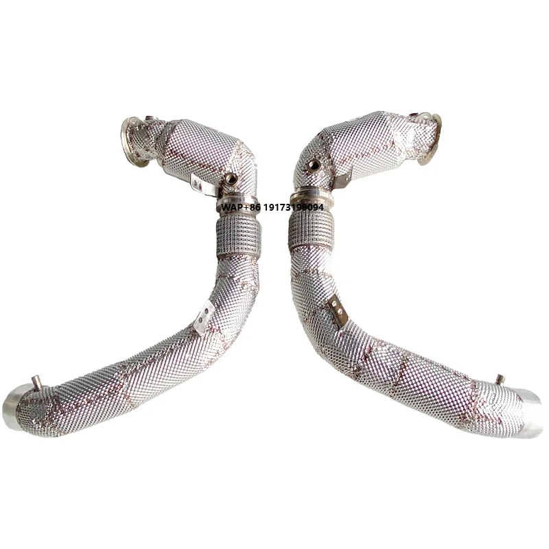 For X5/X5M  4.4T 2019-2023 Stainless Steel Exhaust Pipes  Catted Downpipe with Exhaust Heat Shield 100/200/300cell
