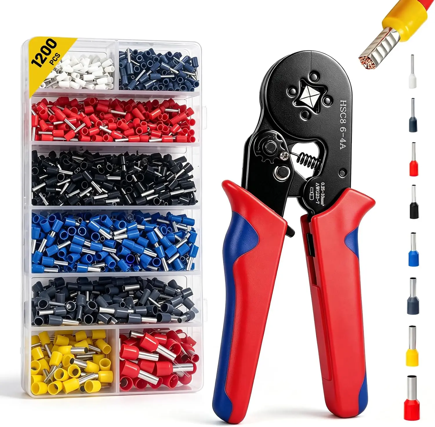 Crimper Plier HSC8 6-4 0.25-10mm ² 23-7AWG For Ferrule Tubular Terminals Ferrule Crimping Clamp Set Wire Head Electrician Tool