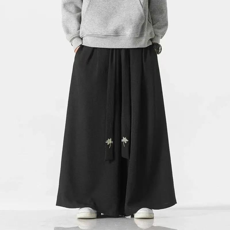 

3XL Cotton Linen Chinese Style Loose Wide-legged Pants