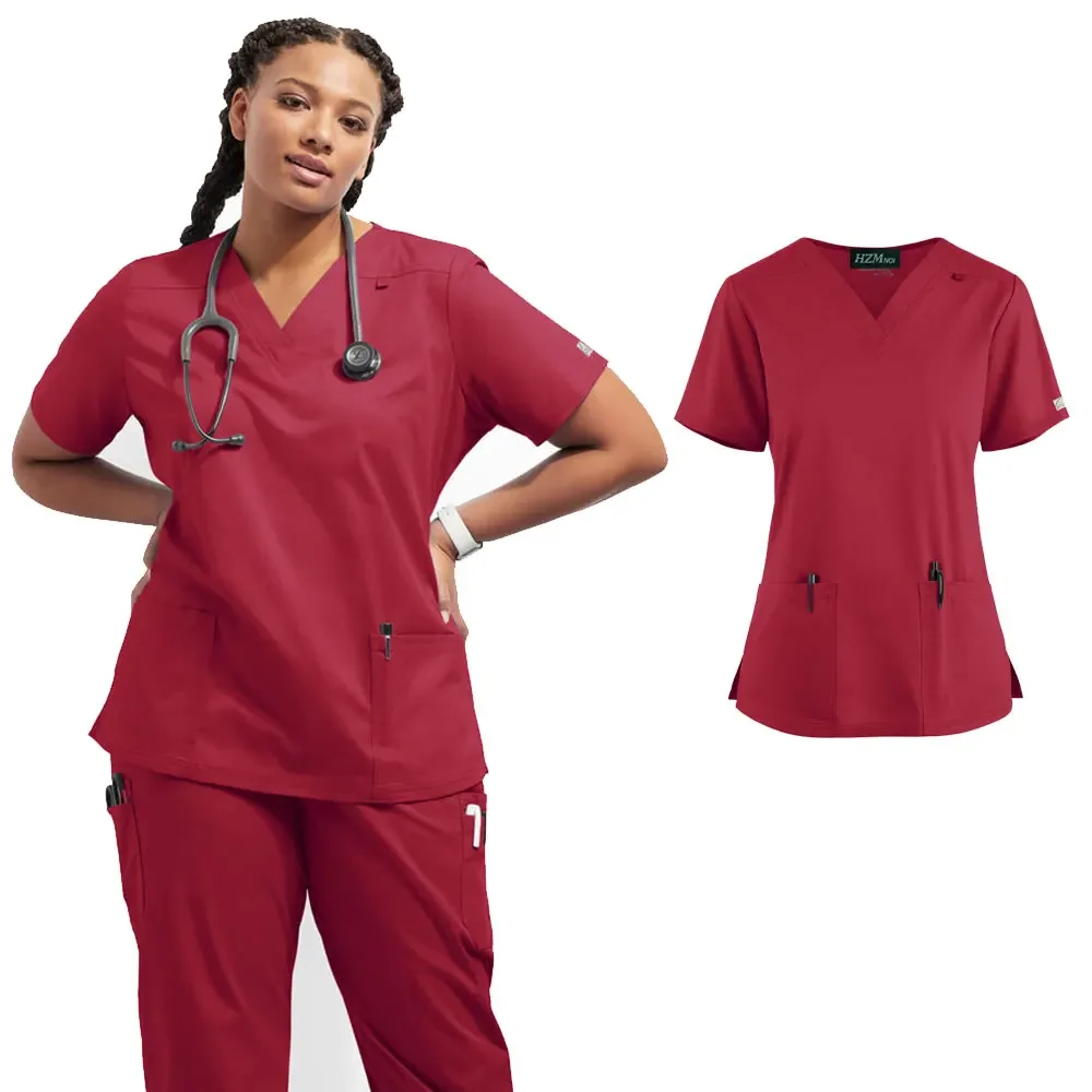 Traje ligero con cuello en V para mujer, uniformes quirúrgicos de enfermería, conjuntos de pantalón médico de manga corta para sala de operaciones de verano, nuevo