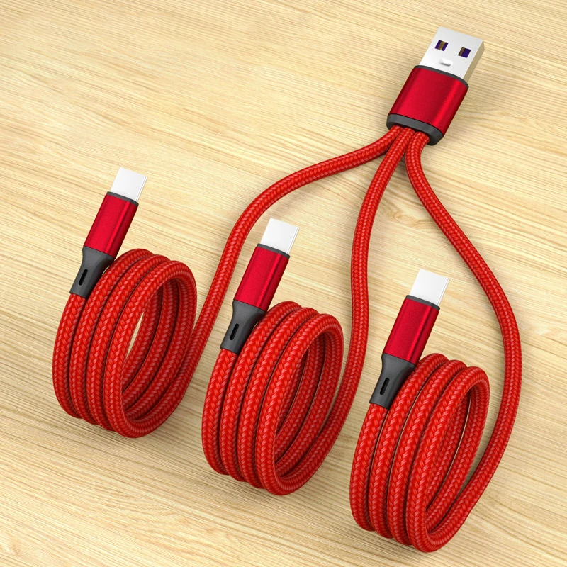 New 3 in 1 USB Charge Cable Type-C 3 Micro USB Spliter Cord Fast Charging 6A For Mobile Phone Power Bank Fast Charging Data