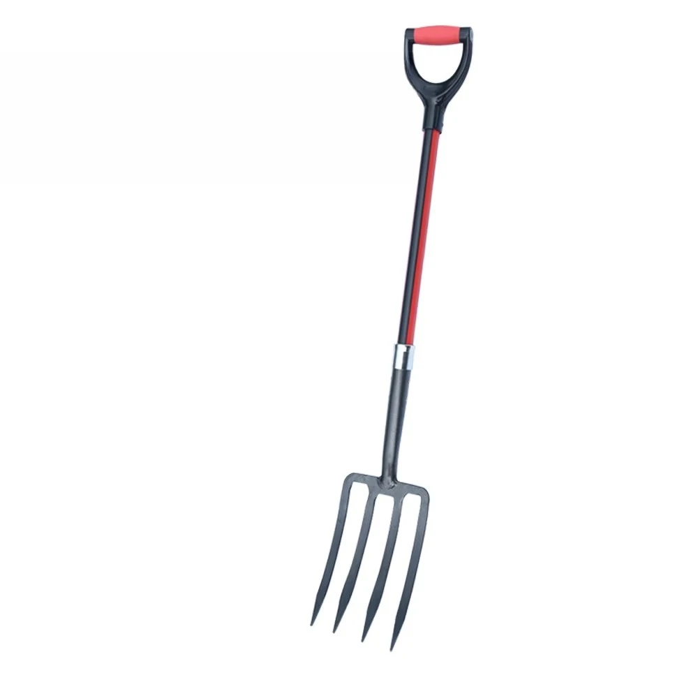 High Quality Wholesale Garden Tools Solid Ergo Fiberglass Long Handle 4 Teeth Carbon Steel Bedding Farm Dig Forks