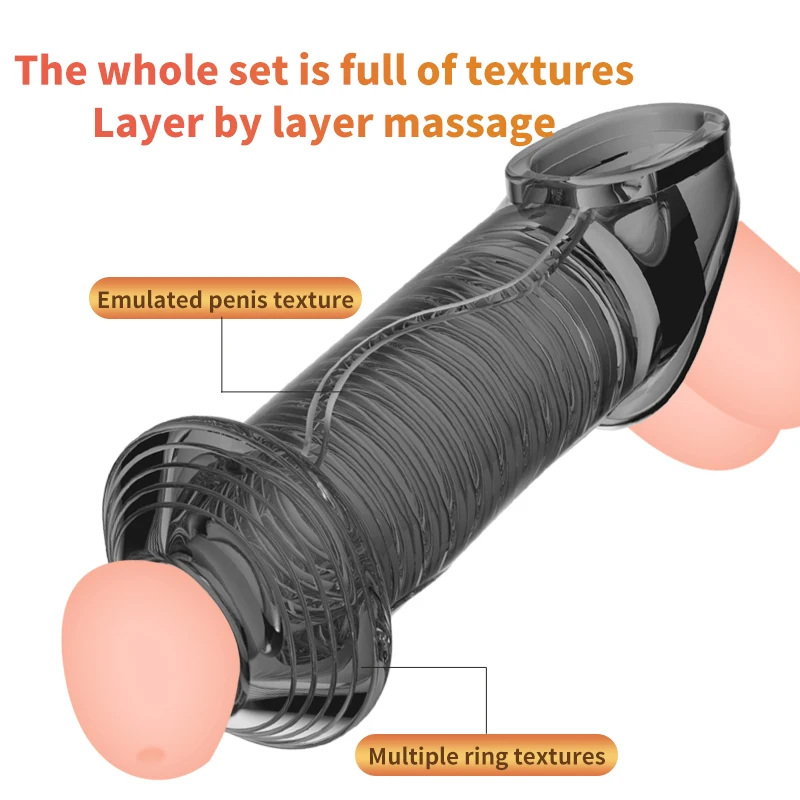 Reusable Penis Enlargement Sleeve Glans Expose Delay Ejaculation Cock Ring Sex Toys for Men Foreskin Penis Ring Sex Products