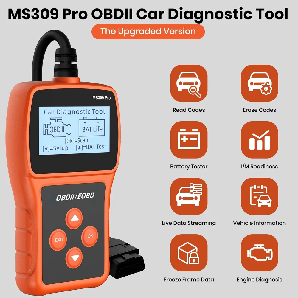 Professional Automotive OBD2 Scanner OBD Fault Code Reader Check Engine Fault Diagnostic Tool MS309 Pro for Car Truck and More