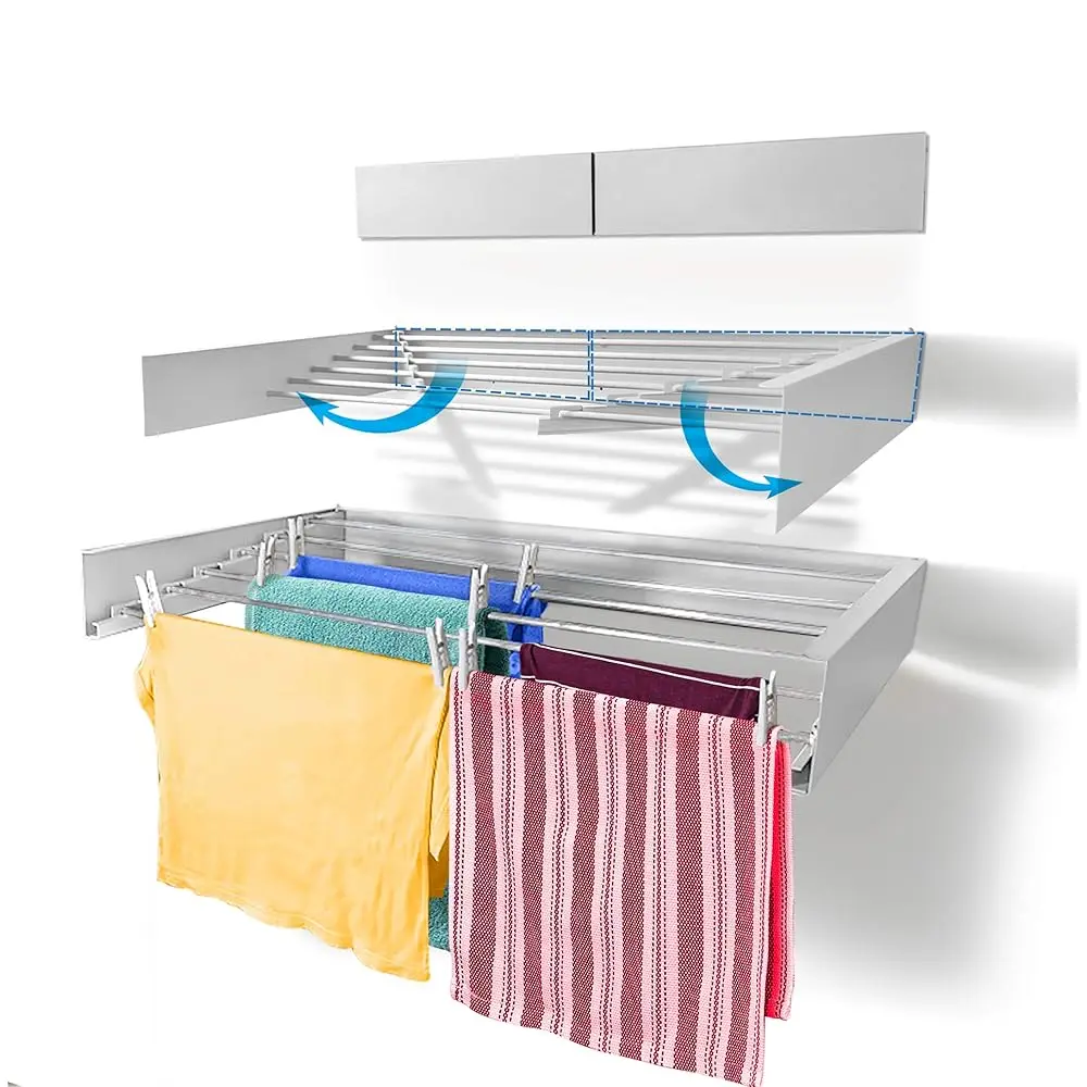 

Free ShippingLaundry Drying Rack, Wall Mounted, Retractable Clothes Drying Rack, 60lbs Capacity, 20 Linear Ft, with Wall Templat