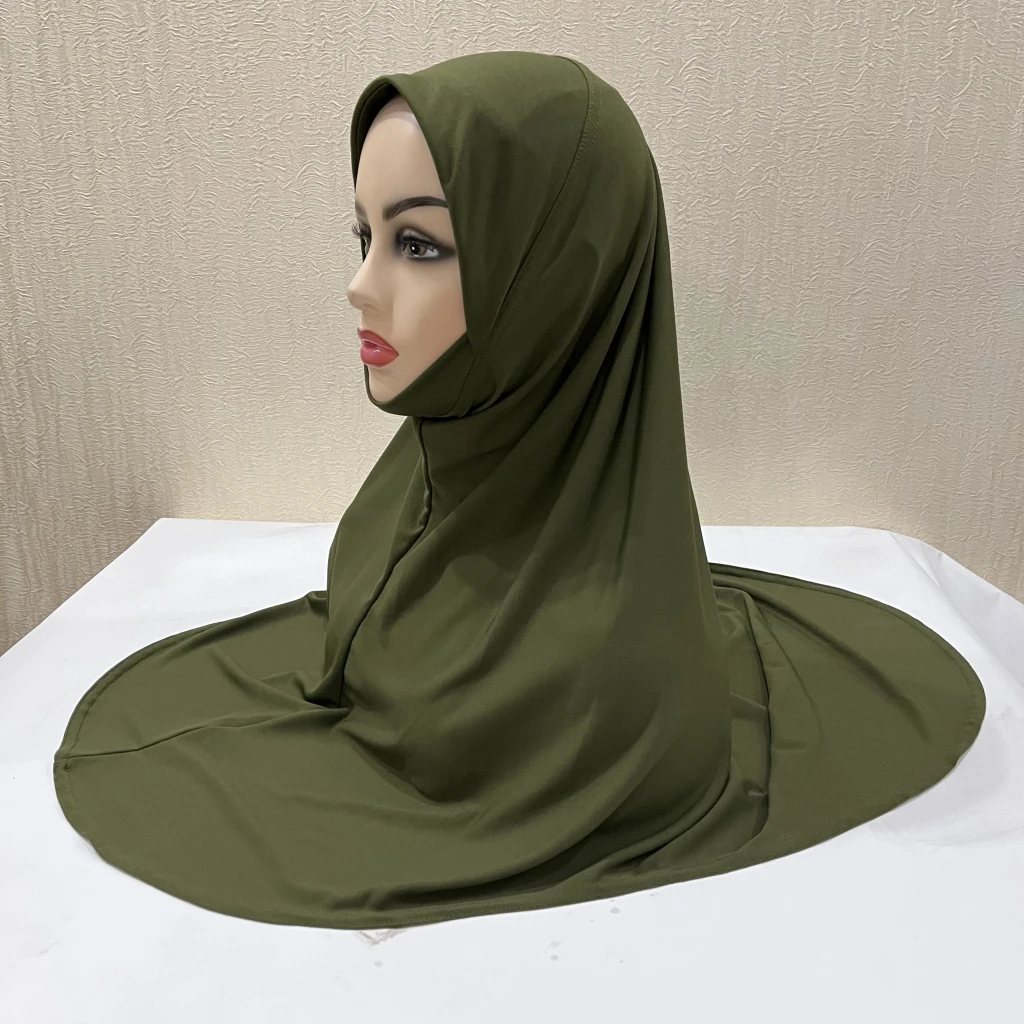 H124 Erwachsene, hochwertiger, großer muslimischer Hijab-Schal mit Kinnteil, islamisches Kopftuch, Hüte, Armia, zum Anziehen, Kopfbedeckung, Turban-Kappen – Detail 14