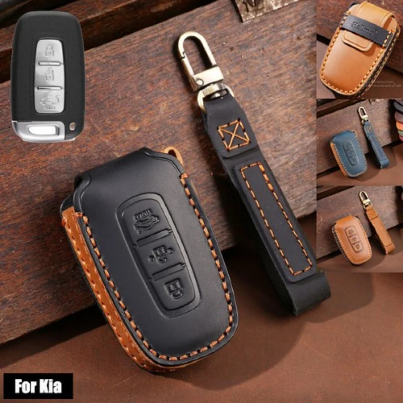 

A+ Real Leather Car Key Case Cover For Hyundai Elantra Sonata For KIA K5 Optima Rio