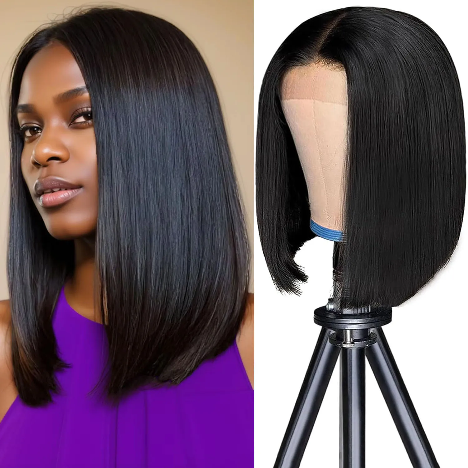 Brasileiro 200% osso em linha reta 13x4 perucas dianteiras do laço completo bobs curtos perucas frontais do laço do cabelo humano pré arrancadas para as mulheres 10-14 Polegada