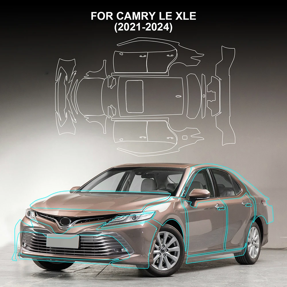 

KUNGKIC PPF ТПУ для Toyota Camry LE XLE 2021-2024, предварительно вырезанная защитная пленка для тела, прозрачный бюстгальтер из ТПУ, прозрачный комплект аксессуаров