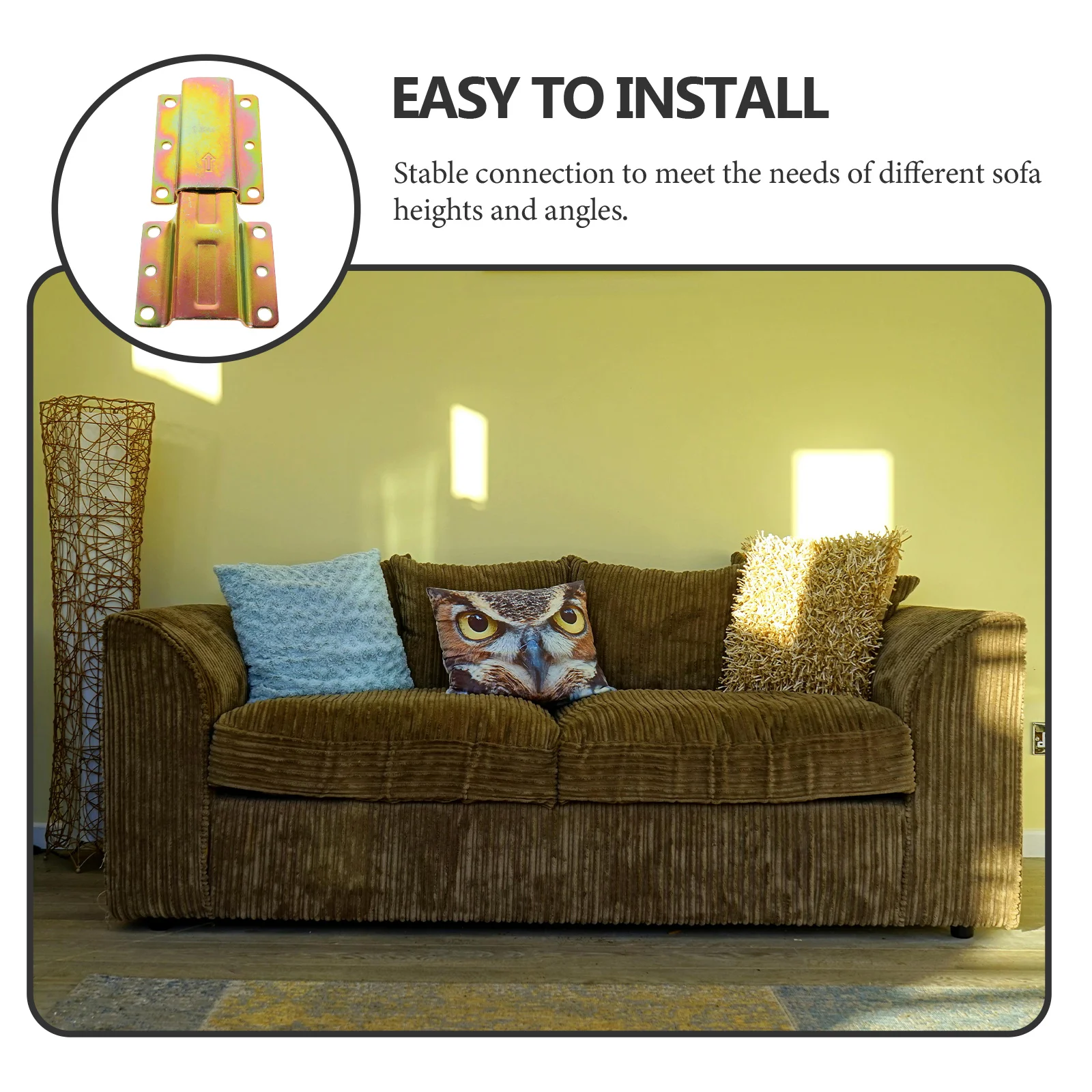 

4Pcs Gold Finish Sofa Latch Heavy Duty Furniture Connectors No Wobble Secure Fit Sliding Hardware for Sofa Leg Frame