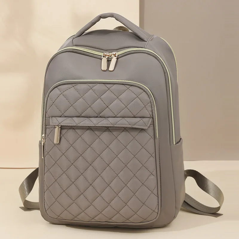 Korean Style Women Backpack Quilted Diamond Pattern Daypack Elegant Casual Rucksack Daily Commute Travel Bag For Girls
