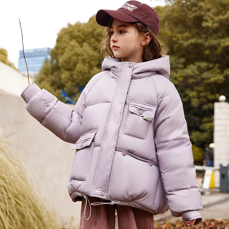 UNITIM 2026 Winter Down Jacket For Girl 90% White Duck Down Hooded Thick Warm Teenage Girl Outwear Coat 5-16 Years Kids Parkas