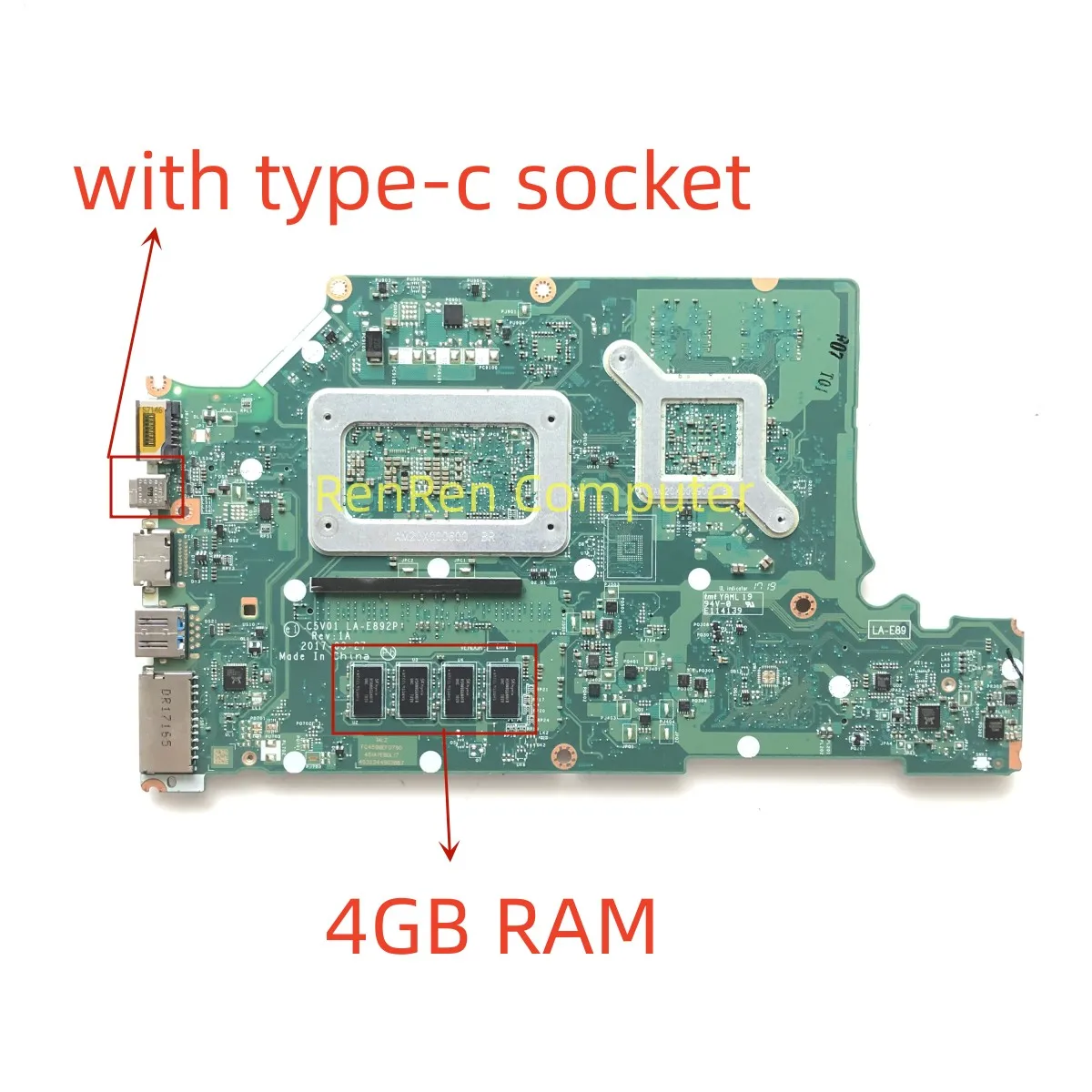 C5V01 LA-E892P For Acer Aspire A315-53 A315-53G A615-51G A515-51 A515-51G N17C4 Laptop Motherboard with 4GB RAM 940M/MX130 GPU