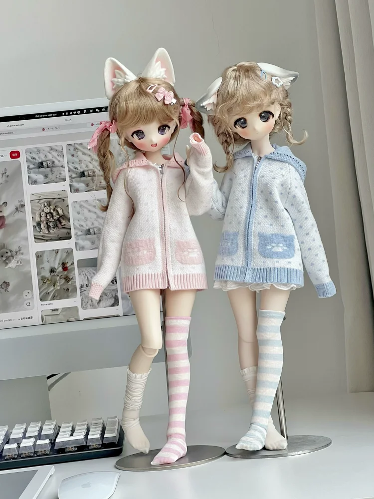 New Arrival BJD Doll Clothing Accessories Sweater For 1/4 Dolls Pink Gray Blue Black Coat Grils And Boys DIY Gift 3