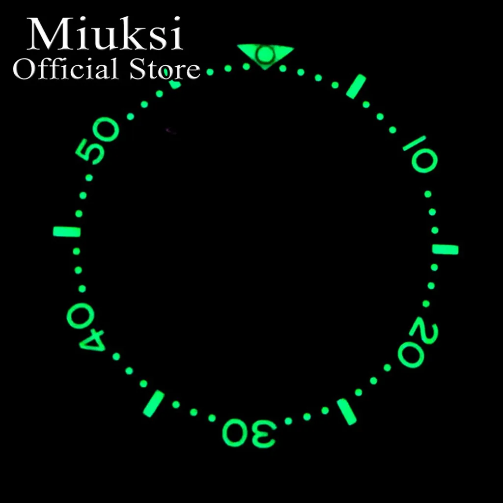 Miuksi 38mm flat C3 green luminous ceramic bezel Insert fit SKX007 SKX009 bezel insert 38mm*31.5mm replacement watch parts