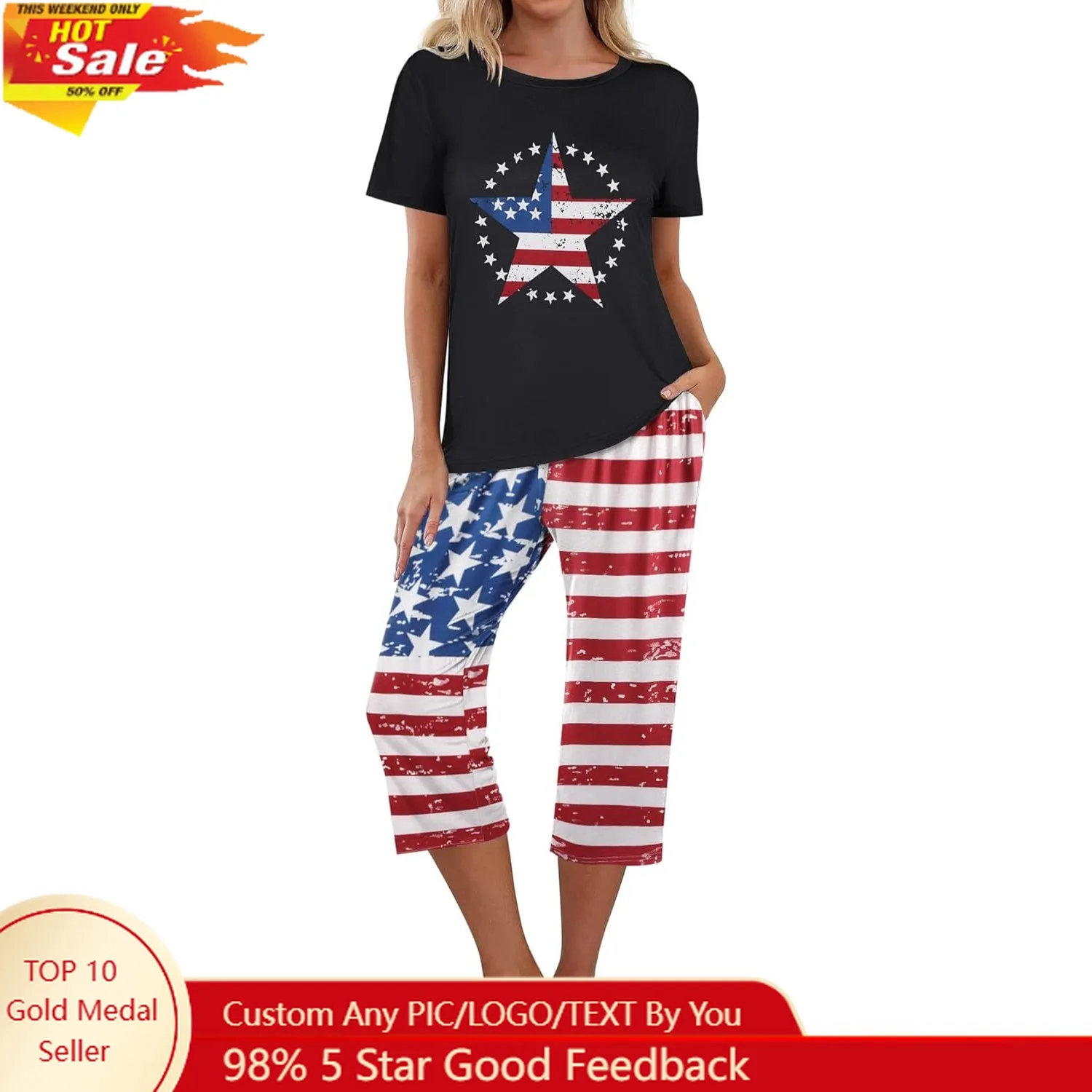 

Женский пижамный комплект, пижамный комплект с короткими рукавами для женщин, комплекты одежды для сна, топы с капри, пижамный комплект