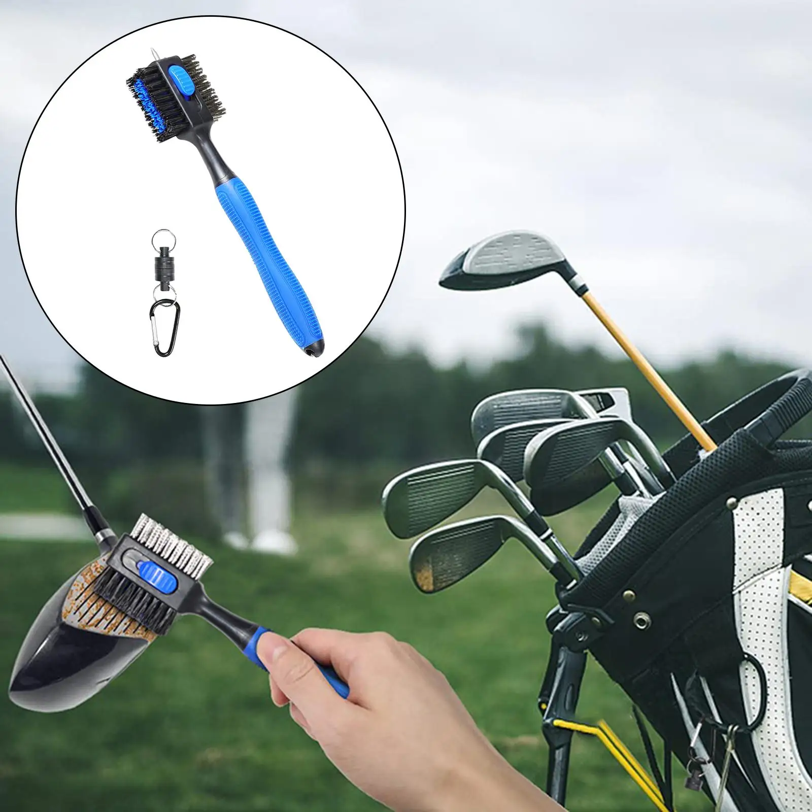

Retractable Golf Brush Durable ABS Dual Bristle Clean Tool for Golf Bag Practice Outdoor Sport