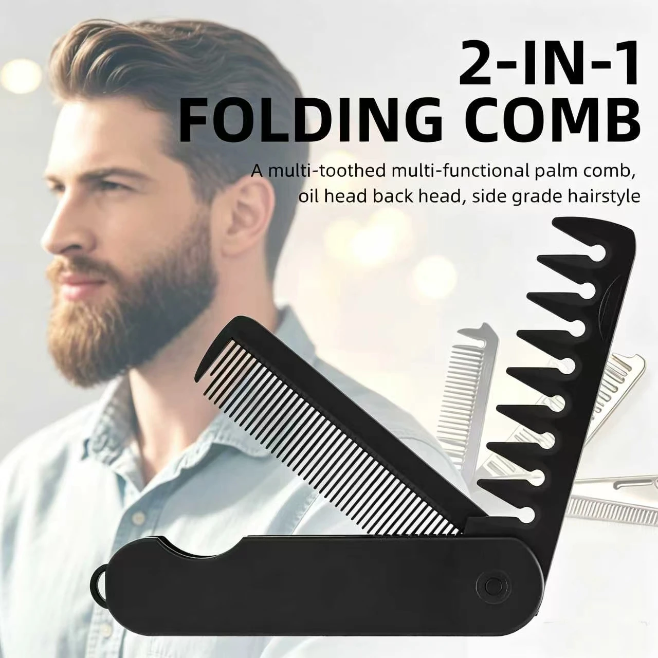 Multifunctional Folding Wide Tooth Comb Portable Travel Outdoor Beard Styling Tool hair comb hair tools beard comb