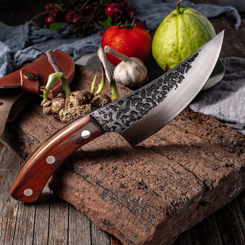 XUANTENG Slaughter Knife, Meat Cutting and Bone Cutting Bent Knife, Forging and Skinning Pig Butcher, Meat Cutting Knife