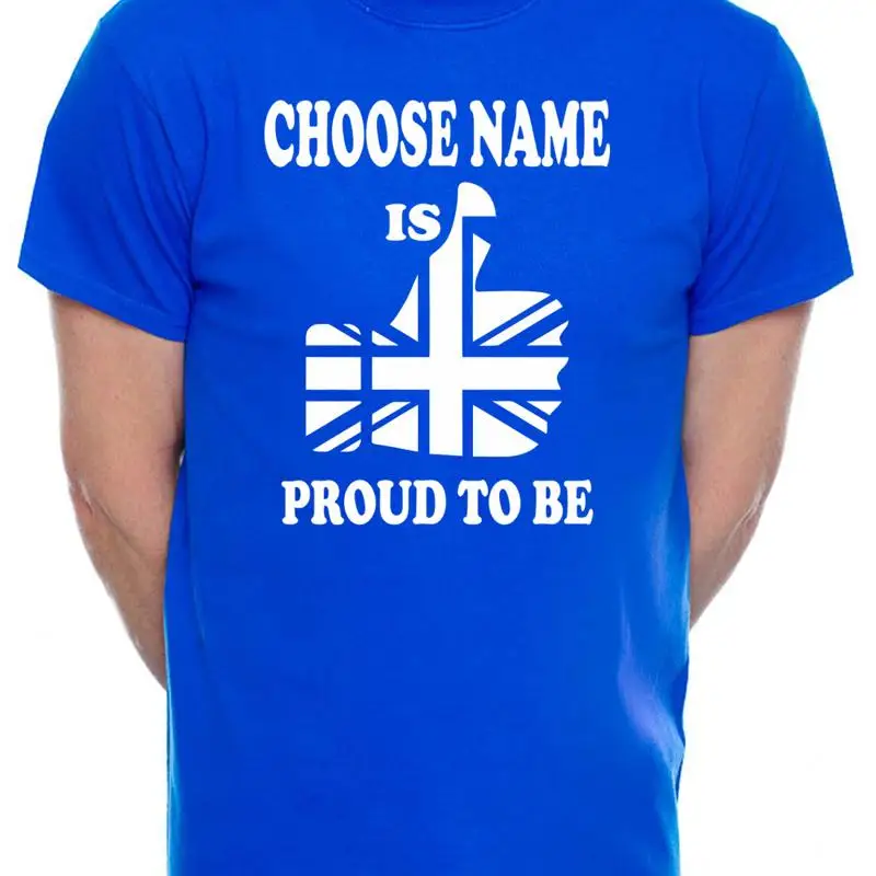 تي شيرت رجالي مخصص هدية عيد ميلاد مضحكة فخور بأن يكون بريطانيًا اختر الاسم #1
