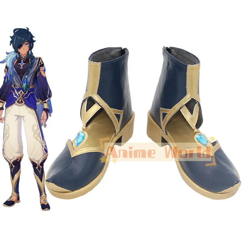 Genshin Impact Kaeya Sailwind Shadow Nuove scarpe cosplay in pelle Stivali di carnevale di Halloween realizzati su misura