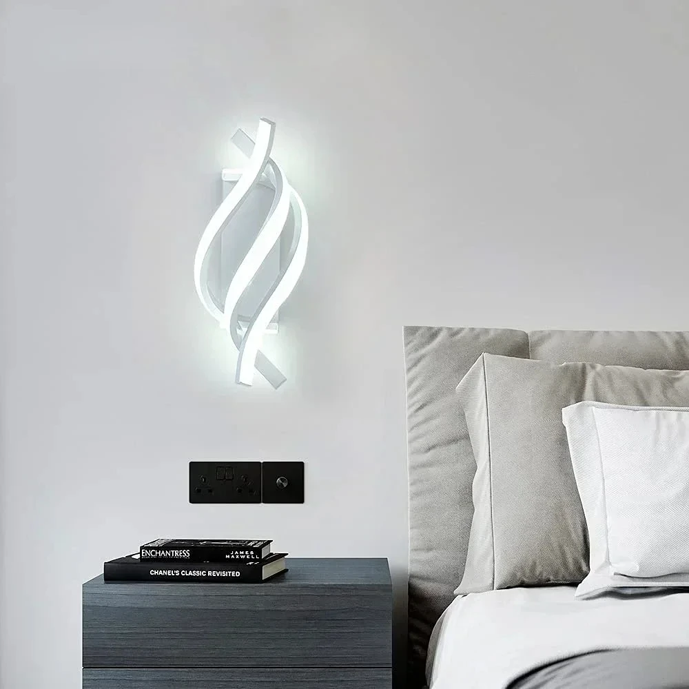 LED Wall Light Curved Design Spiral Wall Lamp for Living Room Bedroom Bedside Aisle Home Decor Indoor Sconce Fast shipping