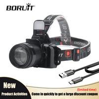 BORUiT Motion Sensor LED Headlamp Zoomable Rechargeable Head Torch Waterproof Powerful Spotlight for Outdoor Camping & Fishing