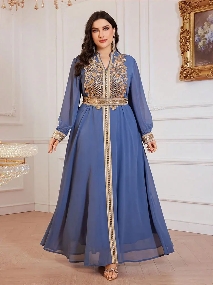 

Plus Size Chiffon Kaftan Women Muslim Party Dress Dubai Abaya Turkey Caftan Djellaba Islam Jalabiya Ramadan Femme Robe Abayas