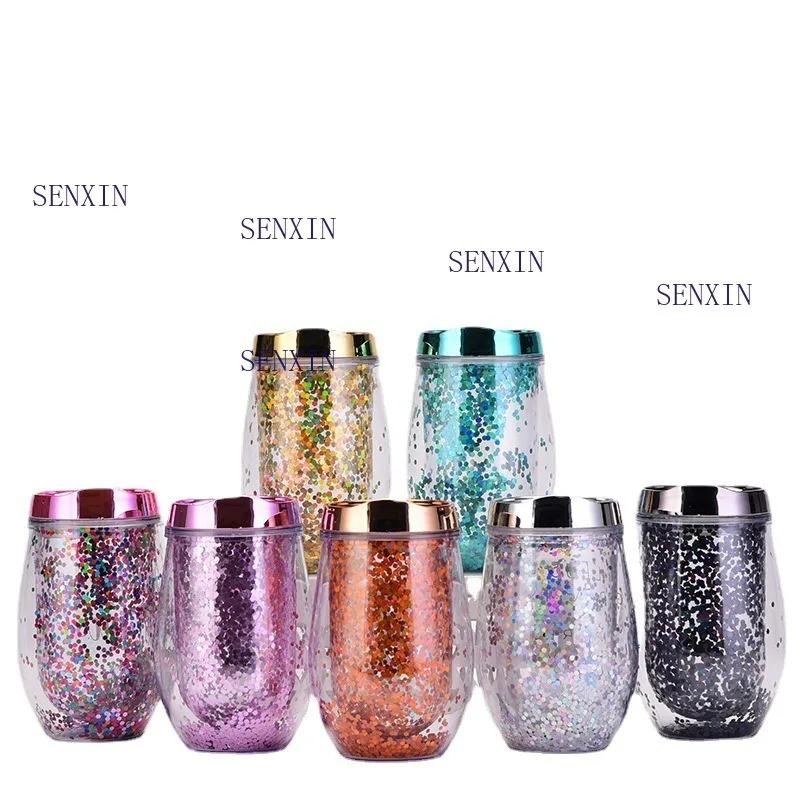 

U-образная чашка из яичной скорлупы, 10 унций, большая чашка, креативная двухслойная чашка для воды с блестками, чашка-термос для яиц