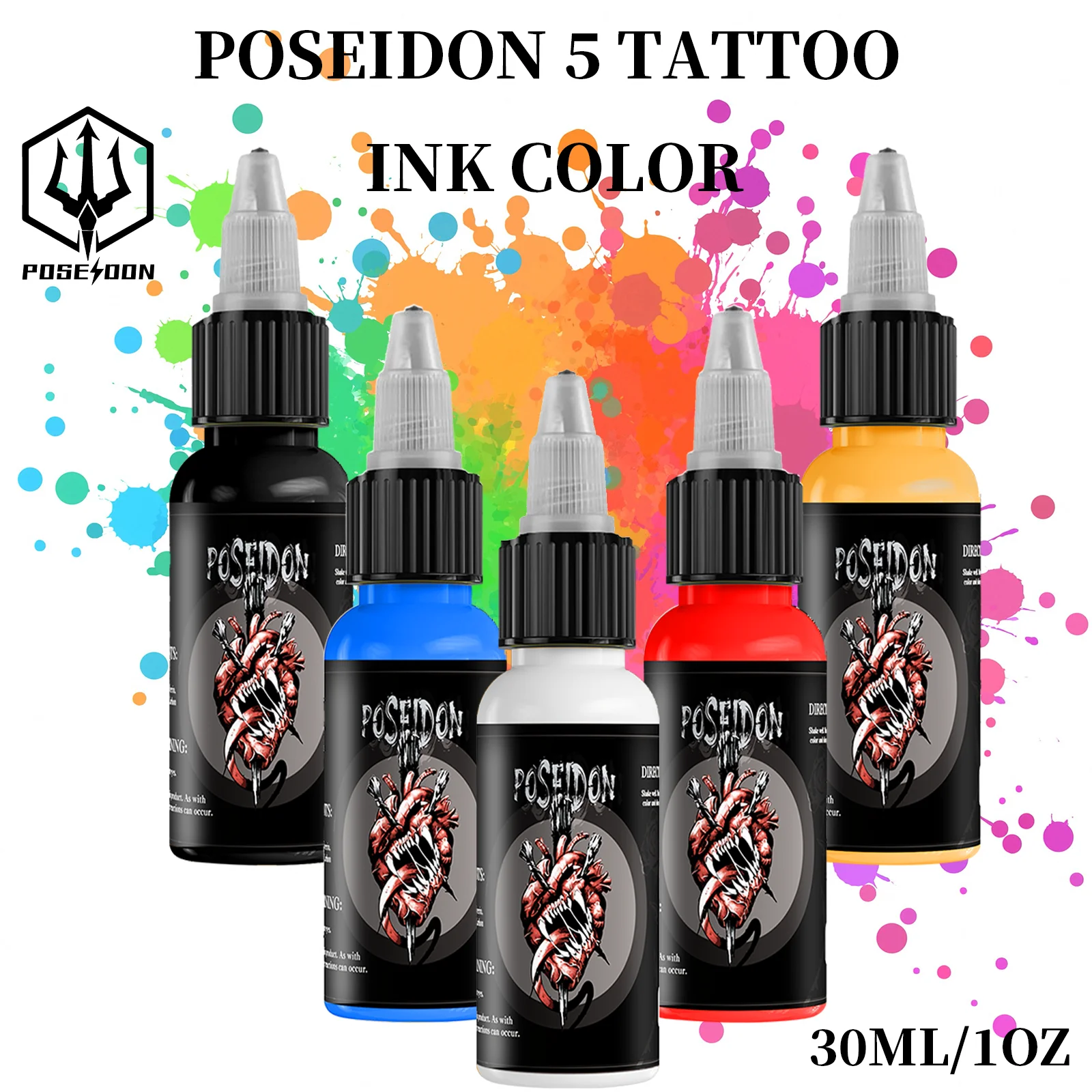 30ML POSEIDON Tattoo Ink New 5 Color Professional Tattoo Pigment 30ML POSEIDON Tattoo Ink New 5 Color Professional Tattoo Pigment