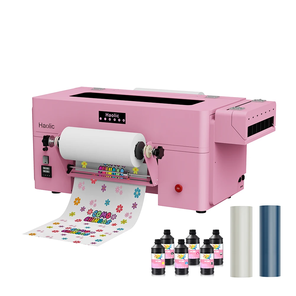 2025 Ux7 UV DTF Printer For High-Performance Printing Compact A3 Desktop Pink DTF UV Roll To Roll With Cutter Cup Wraps