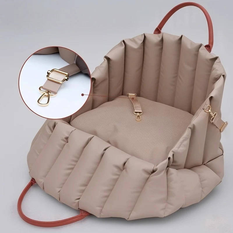 حقيبة حمل للكلاب والقطط، مقعد أمان محمول لسيارة الكلاب، حقيبة جرو محمولة، وسادة مقعد سيارة للحيوانات الأليفة، أساسية للسفر #3