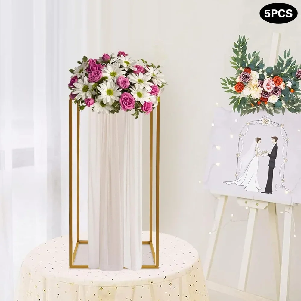 

5 шт. 23,6-дюймовая золотая подставка для цветов, ваза, металлическая подставка для колонны, напольная и настольная ваза, подставка для цветочной колонны для свадьбы, домашнего декора, вечеринки