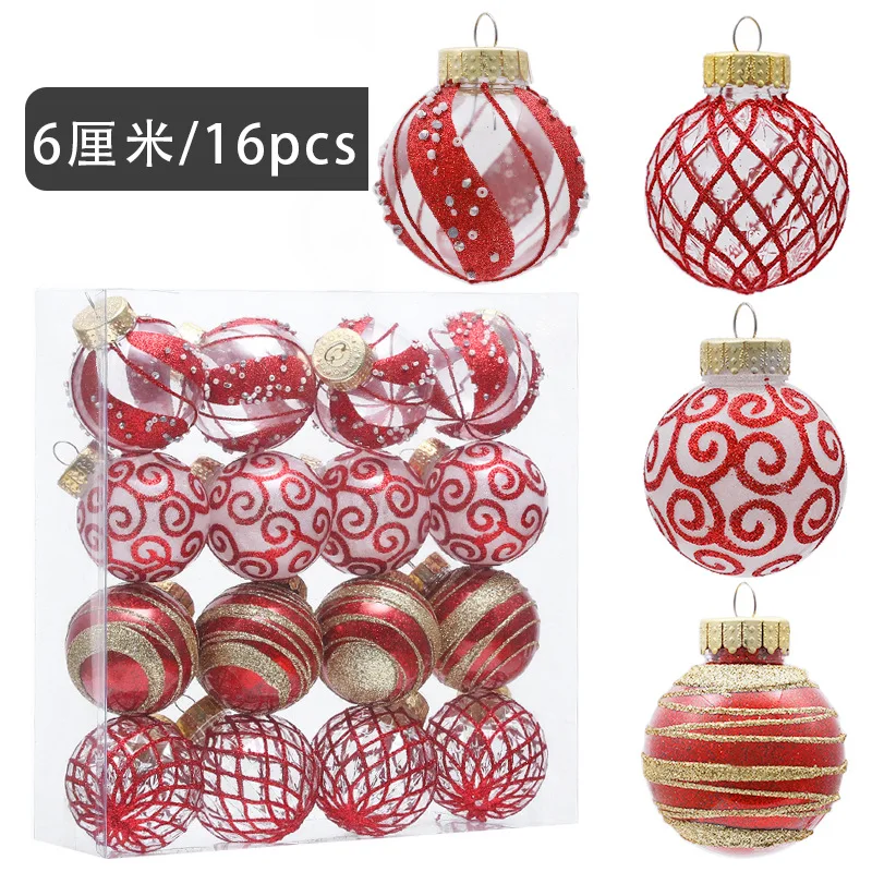 New Christmas Ball Transparent Ball Gold Plated Powder Pendant Pet Box 6cm7cm Hollow Round Plastic Christmas Tree Decoration