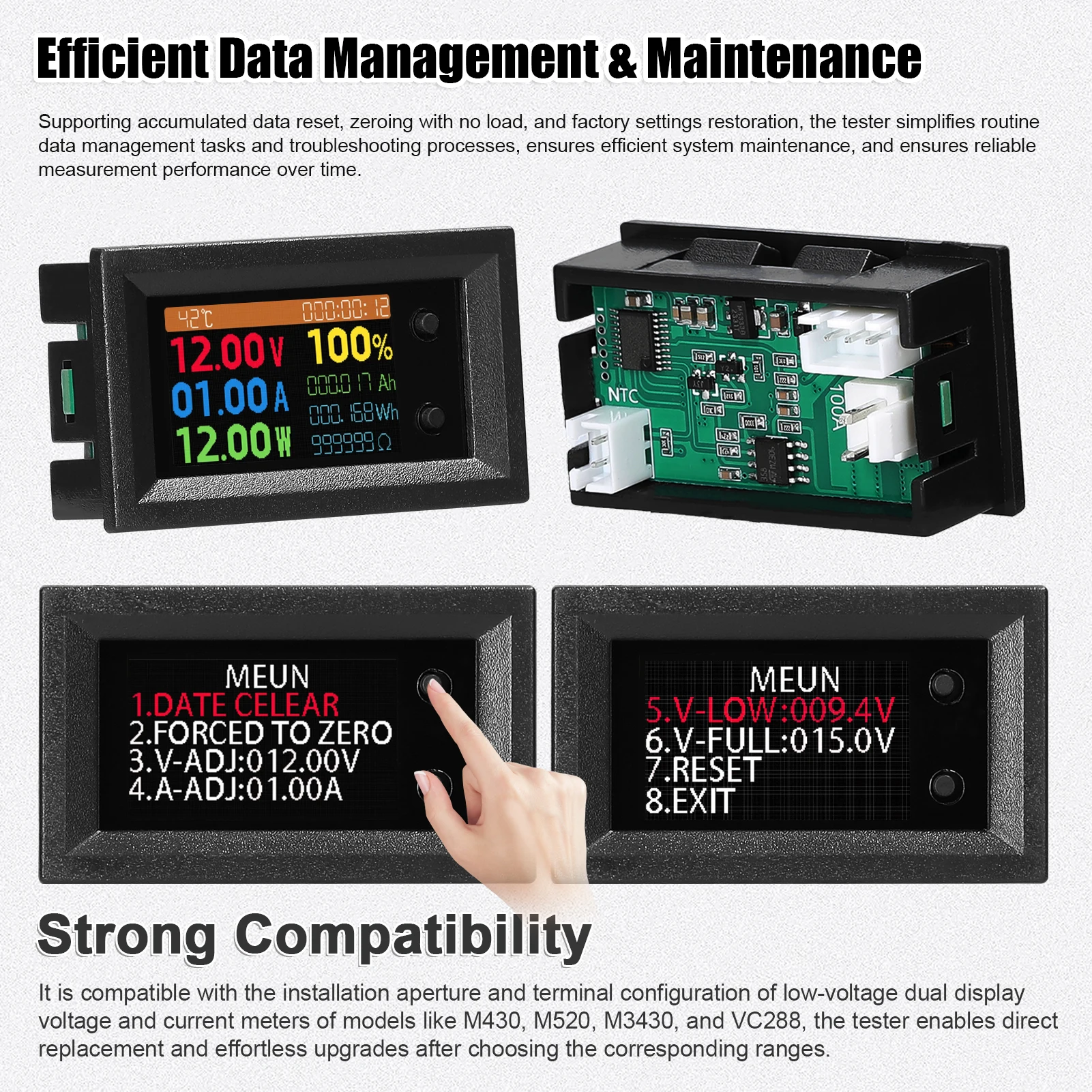 DC 4-30V Voltmeter Ammeter Power Energy Meter LED Digital DC Wattmeter Meter 9-in-1 Multi-function Measuring Instrument