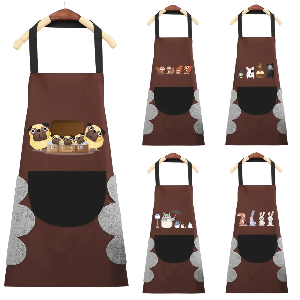 

Adjustable Cooking Apron Unisex Household Cartoon Pattern Chef Waiter Barbecue Hairdresser Adult Apron Kitchen Supplies Tool